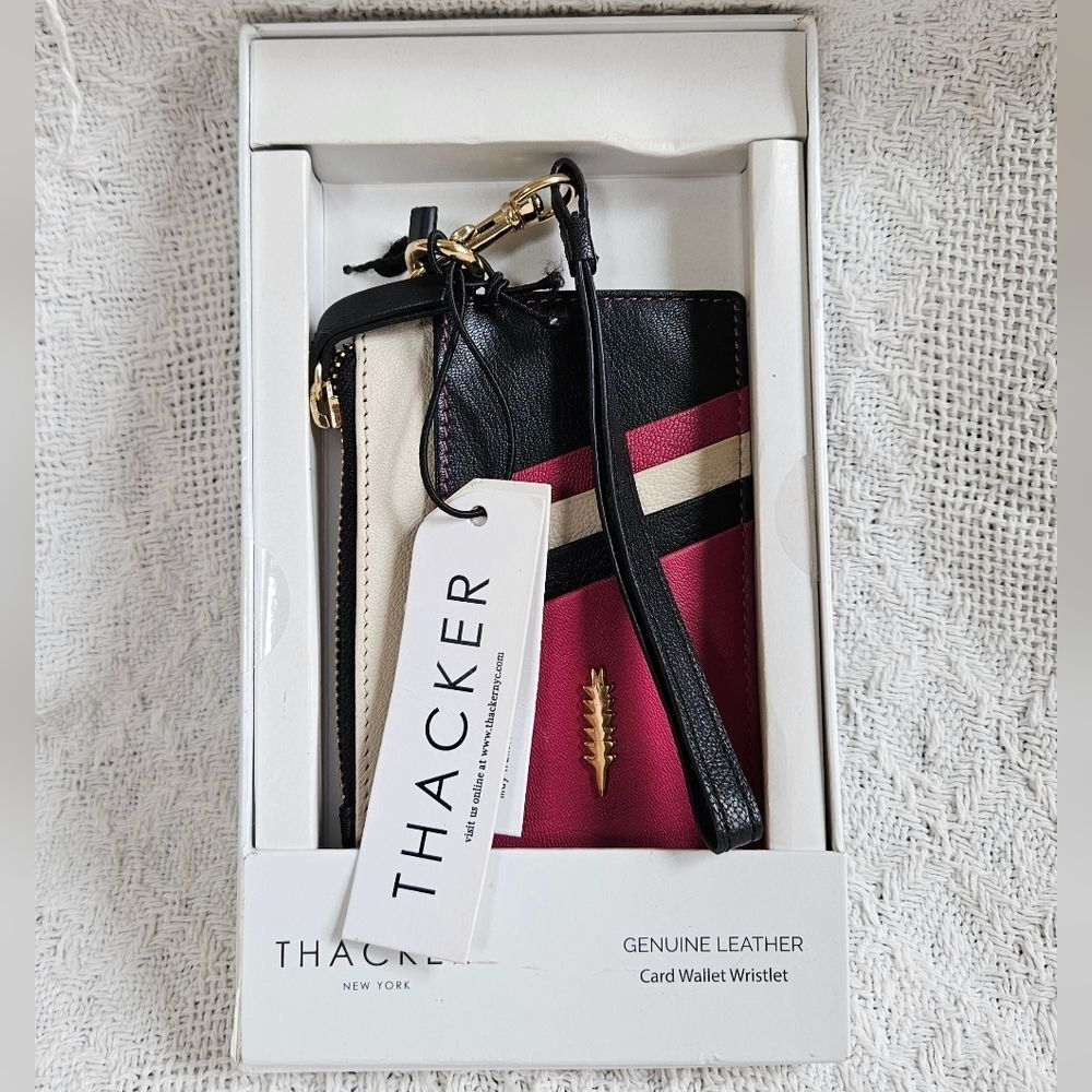 Thacker Amber Leather Wristlet Wallet Raspberry Color - Picture 2 of 8